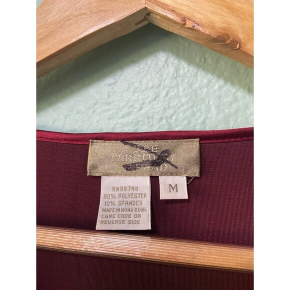 Vintage The Territory Ahead Women's Red Maroon Velvet Long Sleeve Midi Dress Med - Picture 6 of 8